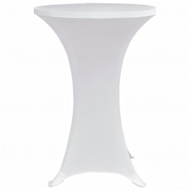 Husă de masă cu picior Ø70 cm, 4 buc., alb, elastic - Img 4