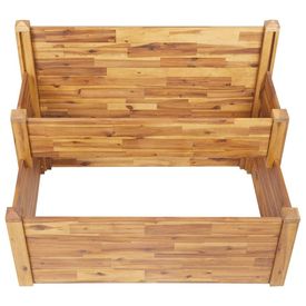 Jardinieră de grădină, 2 niveluri, 110x75x84 cm, lemn de acacia - Img 3