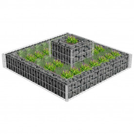 Jardinieră gabion cu 2 niveluri