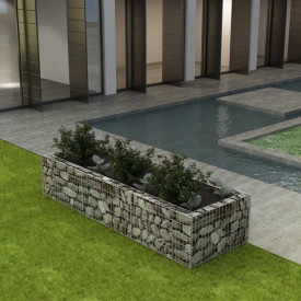 Jardinieră gabion din oțel, 270 x 90 x 50 cm