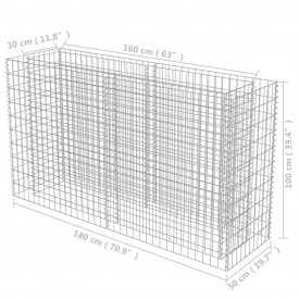 Jardinieră gabion, oțel galvanizat, 180 x 50 x 100 cm - Img 8