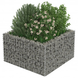 Jardinieră gabion, oțel galvanizat, 90 x 90 x 50 cm - Img 4