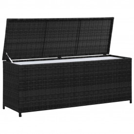 Ladă de depozitare pentru exterior din poliratan negru 150 x 50 x 60 cm - Img 2