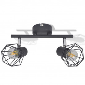 Lustră cadru sârmă stil industrial 2 becuri LED cu filament, negru - Img 3