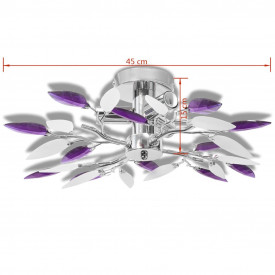 Lustră cristale acrilice formă de frunze albe și violet pt becuri E14 - Img 4