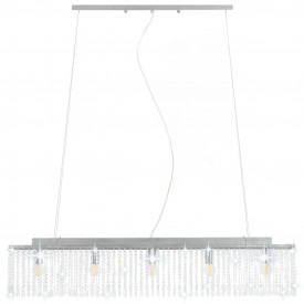 Lustră cu mărgele de cristal, argintiu, 104 cm, E14 - Img 5
