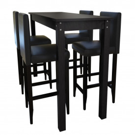 Masă bar cu 4 scaune Negru