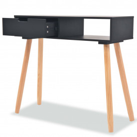Masă consolă, lemn masiv de pin 80x30x72 cm, negru - Img 2