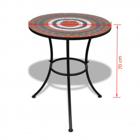 Masă cu blat mozaic 60 cm Alb/Teracota - Img 5