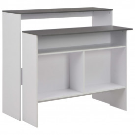 Masă de bar cu 2 blaturi, alb, 130x40x120 cm