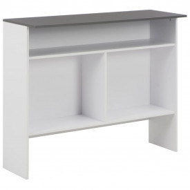 Masă de bar cu 2 blaturi, alb, 130x40x120 cm - Img 8