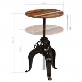 Masă de bar din lemn masiv reciclat, 60 x (76-110)cm - Img 12