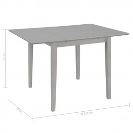 Masă de bucătărie extensibilă, gri, (80-120)x80x74 cm, MDF - Img 6