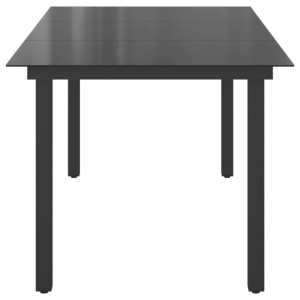 Masă de grădina negru aluminiu și sticlă