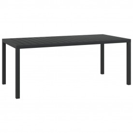 Masă de grădină WPC, aluminiu, 185x90x74 cm, negru