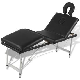 Masă de masaj pliabilă 4 părți cadru din aluminiu Negru - Img 3