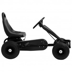 Mașinuță kart cu pedale și roți pneumatice, negru - Img 2