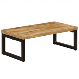 Măsuță de cafea 110x50x35 cm lemn masiv de mango și oțel - Img 12