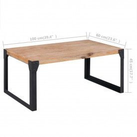 Măsuță de cafea din lemn masiv de acacia, 100 x 60 x 45 cm - Img 5