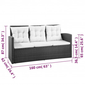 Mobilier de exterior cu 5 piese, negru și alb crem, poliratan - Img 12