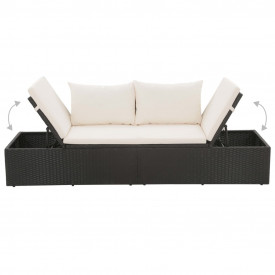 Mobilier de exterior, poliratan, 195 x 60 x 60 cm, negru - Img 4