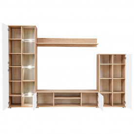 Mobilier sufragerie spațiu TV, lumini LED, Stejar Sonoma și Alb - Img 3