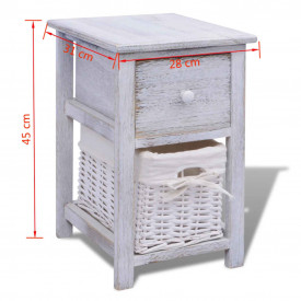 Noptiere shabby chic din lemn, 2 buc, alb - Img 7