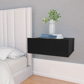 Noptiere suspendate, 2 buc., negru, 40 x 30 x 15 cm, PAL