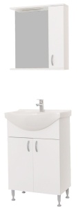 Oglinda baie cu dulap GN0001, dreptunghiulara, PAL Lucios, iluminare led, 3 rafturi, 70 cm, alb - Img 3