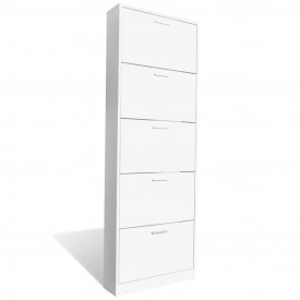 Pantofar cu 5 compartimente din lemn, alb - Img 2