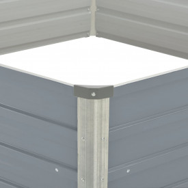 Pat înalt cu straturi, 129x129x46 cm, oțel galvanizat, gri - Img 4