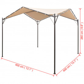 Pavilion foișor cort cu baldachin, 4x4 m, oțel, bej - Img 8