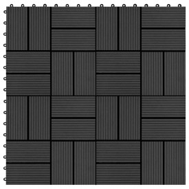Plăci de pardoseală, 22 buc., negru, 30 x 30 cm, WPC, 2 mp