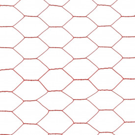 Plasă de sârmă, roșu, 25 x 1 m, oțel cu înveliș PVC, hexagonal - Img 4