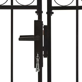 Poartă de gard dublă cu arcadă, negru, 400 x 150 cm, oțel - Img 3