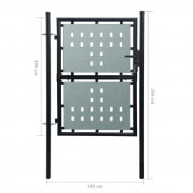 Poartă pentru gard simplă, negru, 100 x 250 cm - Img 5