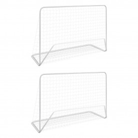 Porți de fotbal cu plase 2 buc. alb 182x61x122 cm oțel - Img 1