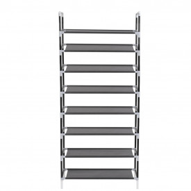 Raft încălțăminte 8 rafturi, Metal și textil nețesut, Negru - Img 4