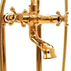 Robinet de cadă independent, auriu, 99,5 cm, oțel inoxidabil - Img 3