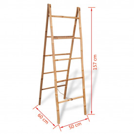 Scară dublă pentru prosoape cu 5 trepte din bambus 50 x 160 cm - Img 5