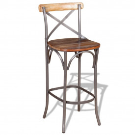 Scaun de bar din lemn masiv reciclat, 45 x 45 x 110 cm - Img 2