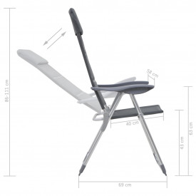 Scaun de camping, 2 buc, gri, 58 x 69 x 111 cm, aluminiu - Img 9