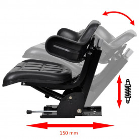Scaun de tractor cu suspensie, negru - Img 7