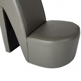 Scaun, design toc înalt, gri, piele ecologică - Img 6
