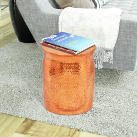 Scaun/masă laterală, aluminiu bătut la ciocan, cupru/alamă - Img 2