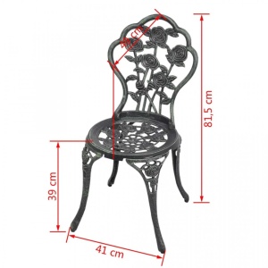 Scaune bistro , Aluminiu turnat, Verde, 2 buc 41x49x81,5 cm - Img 6
