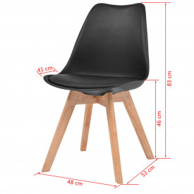 Scaune bucătărie, 6 buc, piele artificială, lemn masiv, negru - Img 6