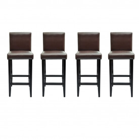 Scaune de bar, 4 buc., piele artificială, maro - Img 2