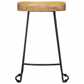 Scaune de bar Gavin, 2 buc., 45x40x62 cm, lemn masiv de mango - Img 3