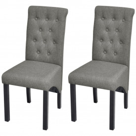 Scaune de bucătărie 2 buc, textil, gri închis